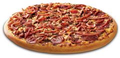 Enjoy a protein-packed serving of bacon, beef, ham pepperoni and seasoned pork